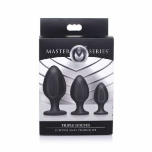 Kit di 3 plug anali in silicone ABS graduali dimensioni di colore nero forma stondata