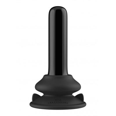 Plug anale vibrante in vetro borosilicato con telecomando a distanza di colore nero