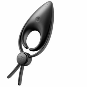 Anello fallico vibrante in silicone ABS regolabile con cursore di colore nero