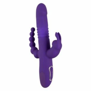 Vibratore rabbit punto G e anale in silicone con funzione thrusting di colore viola