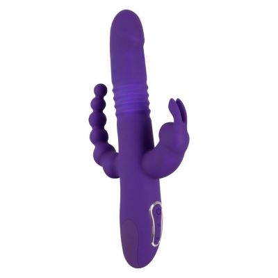 Vibratore rabbit punto G e anale in silicone con funzione thrusting di colore viola