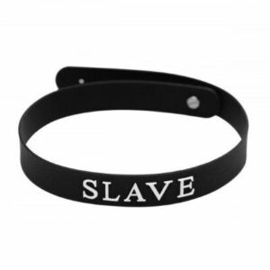 Choker in silicone ABS regolabile con bottoncini con scritta in bianco SLAVE