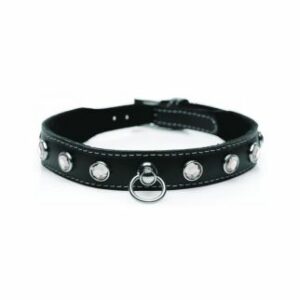 Choker in vera pelle regolabile con cinghia di colore nero