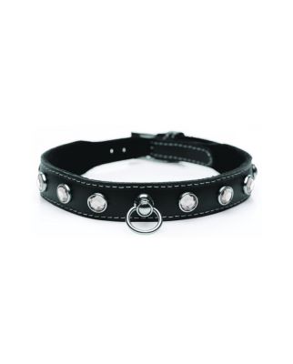 Choker in vera pelle regolabile con cinghia di colore nero