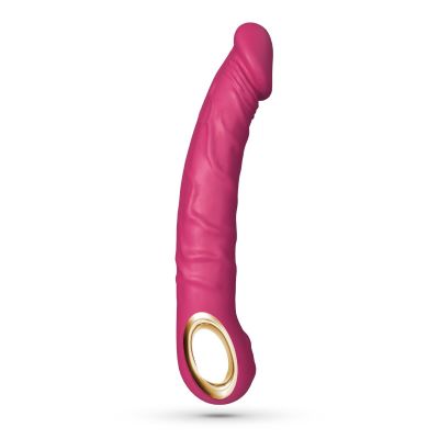 Dildo realistico vibrante in silicone ABS 22,5 cm con presa ad anello, di colore fucsia