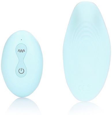 Stimolatore clitorideo da passeggio con controllo da remoto tramite telecomando, silicone ABS, celeste chiaro