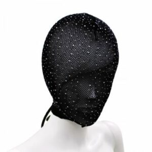 Maschera BDSM regolabile intera completamente coprente con brillantini