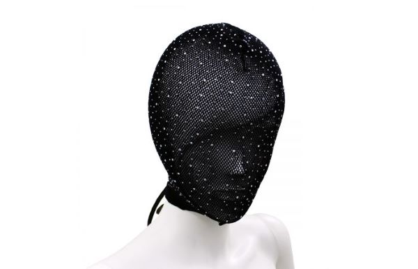 Maschera BDSM regolabile intera completamente coprente con brillantini