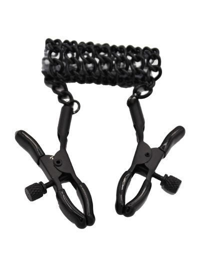 Pinzette per capezzoli con catenina di colore nero