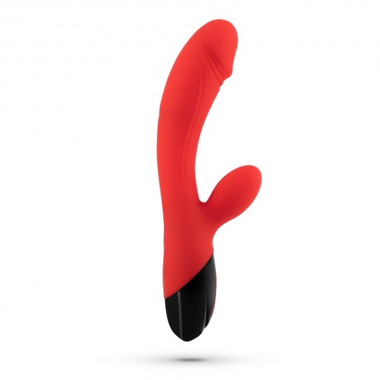 Vibratore rabbit in silicone di colore rosso