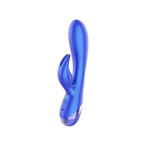 Vibratore rabbit e punto G in silicone ABS di colore blu lucido 19 cm
