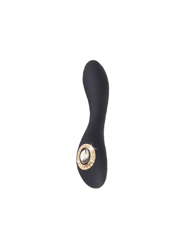 Vibratore punto G in silicone di colore nero con gemma