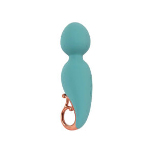 Vibratore wand in silicone ABS di colore verde testina flessibile piccole dimensioni manico color rame