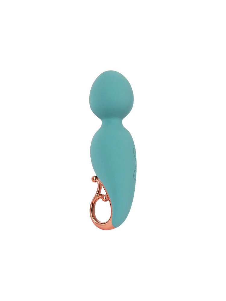 Vibratore wand in silicone ABS di colore verde testina flessibile piccole dimensioni manico color rame