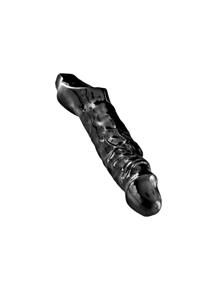 Guaina realistica per estensione del pene in TPR ABS 16 cm di colore nero