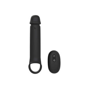 Guaina vibrante per estensione del pene con telecomando a distanza in silicone ABS di colore nero 24 cm