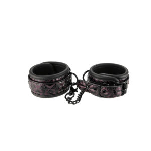 Costrittori per caviglie in PU, PVC, neoprene e metallo di colore nero e viola con texture di diamanti
