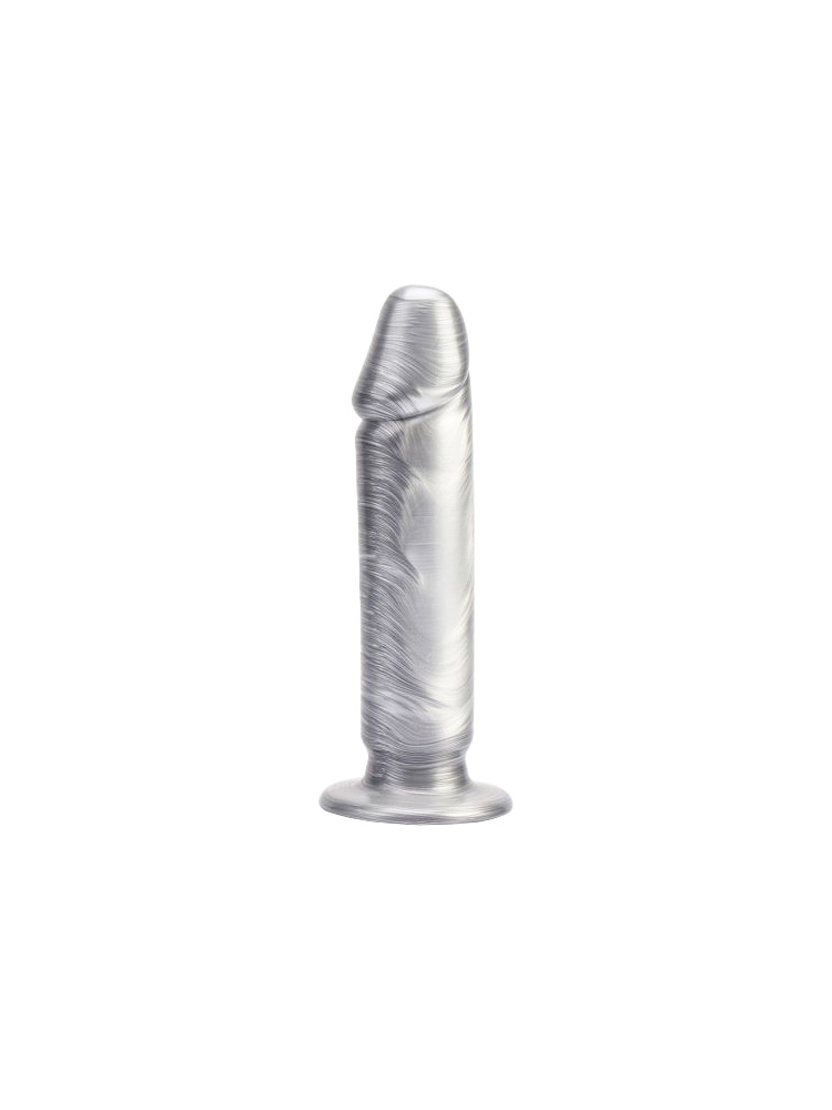 Dildo realistico in PVC ABS 22 cm di colore argento con ventosa aderente