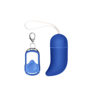 Ovetto vibrante grande in velvet touch con telecomando a distanza di colore blu