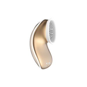 Stimolatore clitorideo a forma di conchiglia con setoline in silicone di colore oro