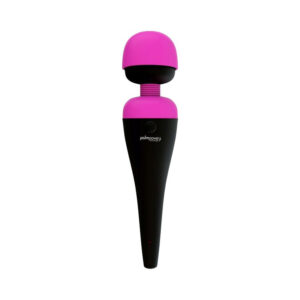 Vibratore wand in silicone modello palmpower di colore nero e fucsia