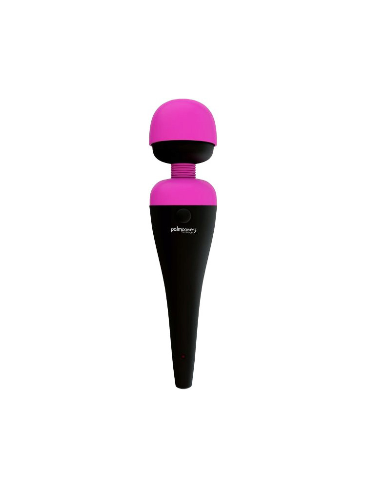 Vibratore wand in silicone modello palmpower di colore nero e fucsia