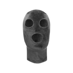 Maschera BDSM con fessure occhi e bocca in velluto di colore nero